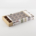 Коробка на 15 конфет с фальшбортом цветная С ОКНОМ (12,2*20,4*3 см)